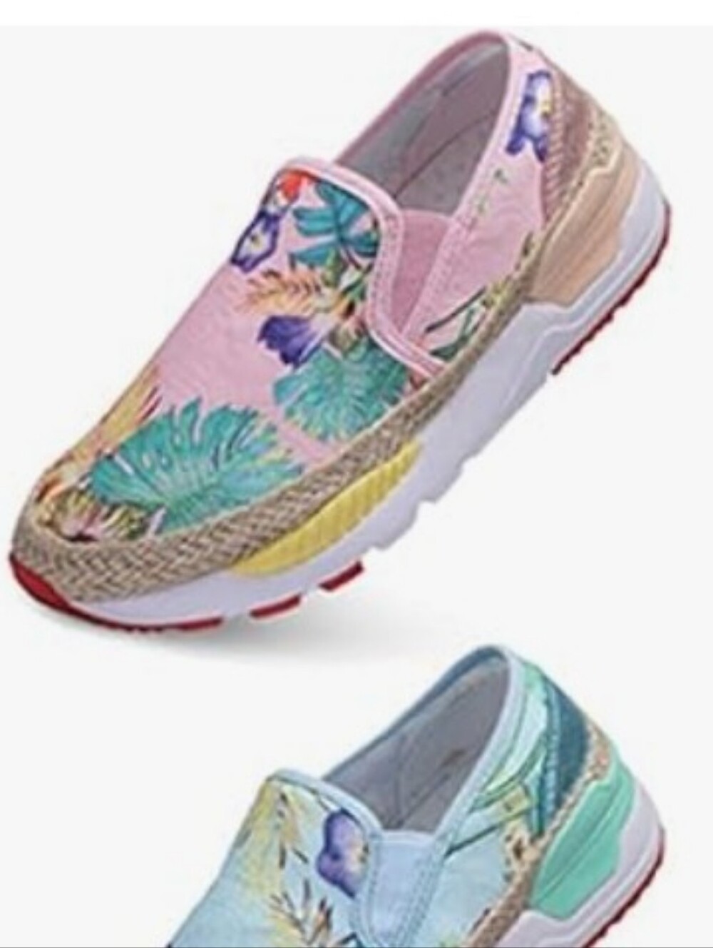 •Uubaris• BEAUTIFUL Tropical Espadrille Wedge Slip-Ons